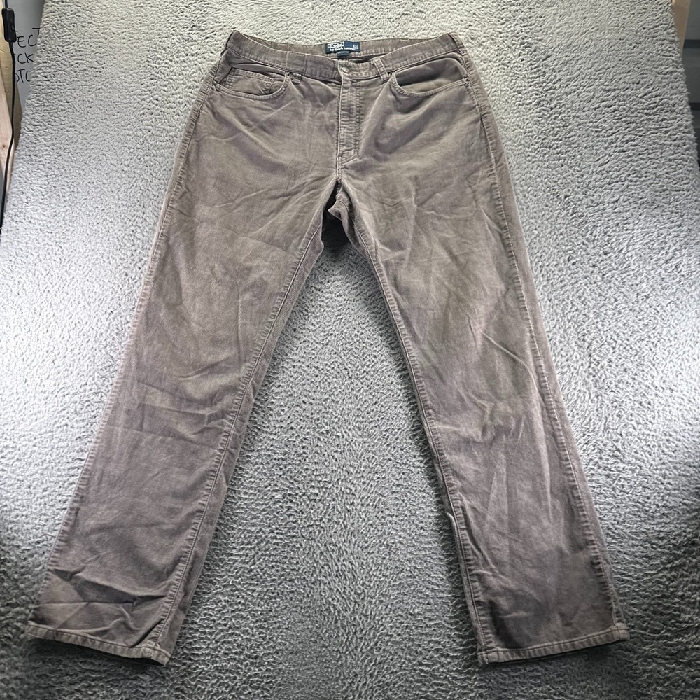 Vintage Polo Ralph Lauren Pant Mens 36x32 Brown Corduroy Chino Preppy Business